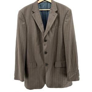 Vintage 90s Oscar de la Renta Brown Blue Pinstripe Blazer